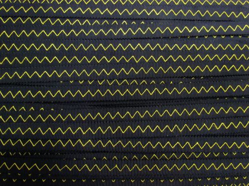 Great value 10mm Zig Zag Stitch Petersham Ribbon- Yellow on Black #844 available to order online New Zealand