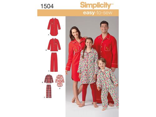 Great value Simplicity Pattern S1504 Child's, Teens' and Adults' Loungewear- Size A (XS - L / XS - XL) available to order online New Zealand