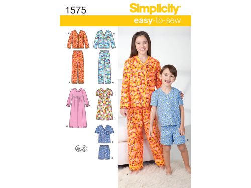 Great value Simplicity Pattern S1575 Child's, Girl's and Boy's Loungewear- Size K5 (7-8-10-12-14) available to order online New Zealand