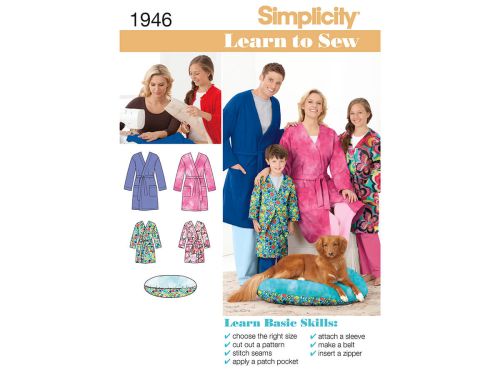 Great value Simplicity Pattern S1946 Learn to Sew Child's Teen's & Adults' Robe- Size A (XS - L / XS - XL) available to order online New Zealand