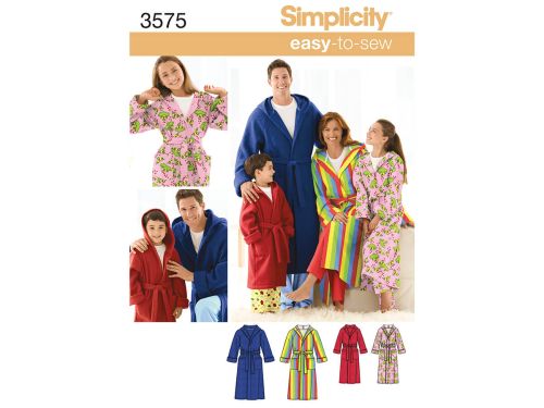 Great value Simplicity Pattern S3575 Women's/Men/Child Sleepwear- Size A (XS-L / XS-XL) available to order online New Zealand