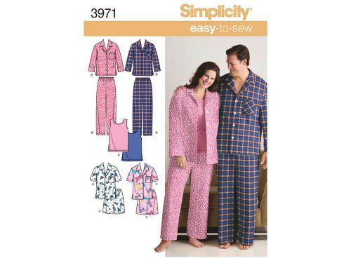 Great value Simplicity Pattern S3971 Women's & Men's Plus Size Sleepwear- Size AA (S,M,L) available to order online New Zealand