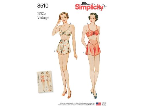 Great value Simplicity Pattern S8510 Miss Vintage Brassiere & Panties- Size P5 (12-14-16-18-20) available to order online New Zealand
