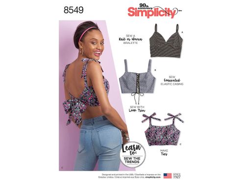 Great value Simplicity Pattern S8549 Women’s' Bra Tops- Size A (XXS-XS-S-M-L-XL-XXL) available to order online New Zealand