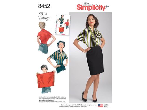 Great value Simplicity Pattern S8452 Women’s Vintage Knit Blouse- Size A (S-M-L) available to order online New Zealand