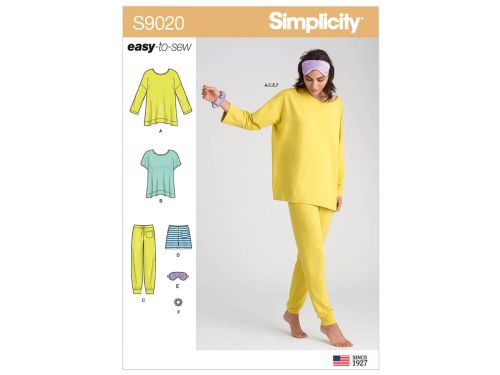 Great value Simplicity Pattern S9020 Misses' Sleepwear Knit Tops, Pants, Shorts & Accessories- Size A (XXS-XS-S-M-L-XL-XXL) available to order online New Zealand
