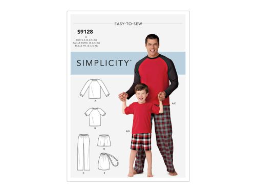 Great value Simplicity Pattern S9128 Men's & Boys Sleepwear- Size A (S - L / S - XL) available to order online New Zealand