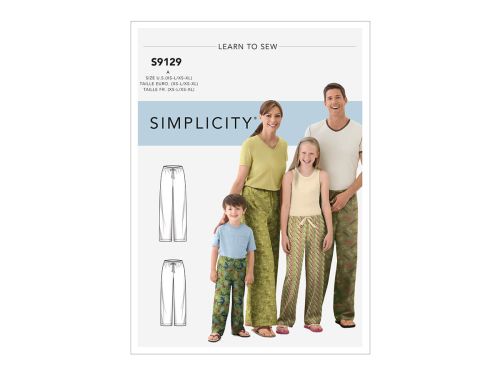 Great value Simplicity Pattern S9129 Unisex Sleepwear- Size A (XS - L / XS - XL) available to order online New Zealand