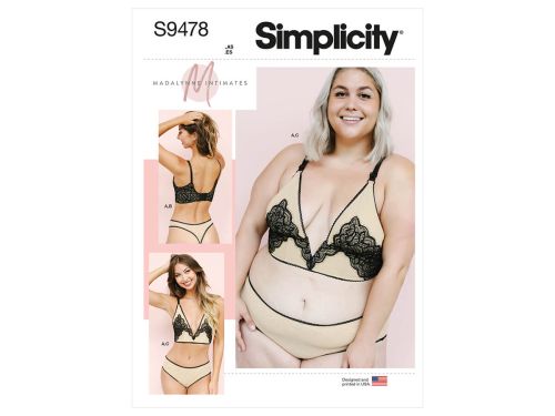 Great value Simplicity Pattern S9478 MISS/PLUS BRA & PANTIES- Size A (ALL SIZES) available to order online New Zealand