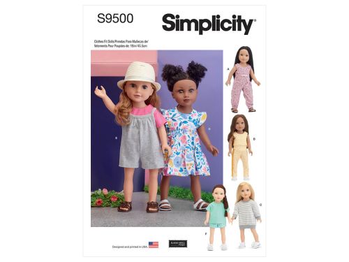 Great value Simplicity Pattern S9500 18" DOLL CLOTHES- Size OS (ONE SIZE) available to order online New Zealand