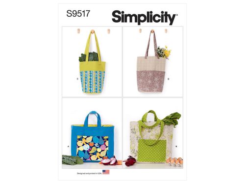 Great value Simplicity Pattern S9517 Shopping Tote Bags- Size OS (One Size Only) available to order online New Zealand