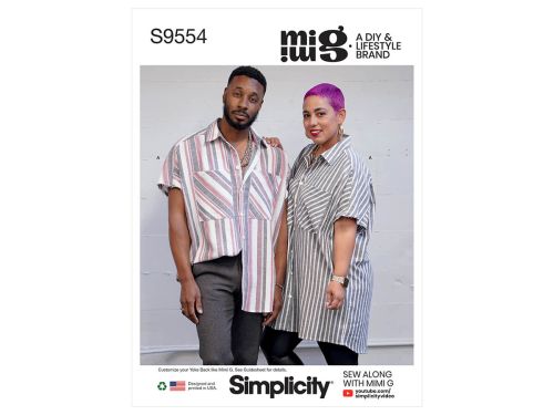 Great value Simplicity Pattern S9554 Unisex Shirt in Two Lengths- Size A (XS-S-M-L-XL-XXL) available to order online New Zealand