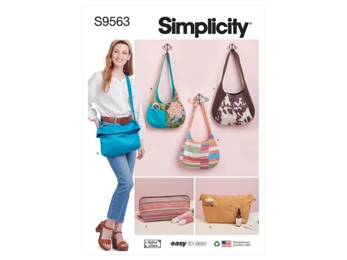 Great value Simplicity Pattern S9563 Slouch Bags, Purse Organizer and Cosmetic Case- Size OS (One Size Only) available to order online New Zealand