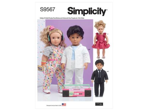 Great value Simplicity Pattern S9567 18" Doll Clothes- Size OS (One Size Only) available to order online New Zealand
