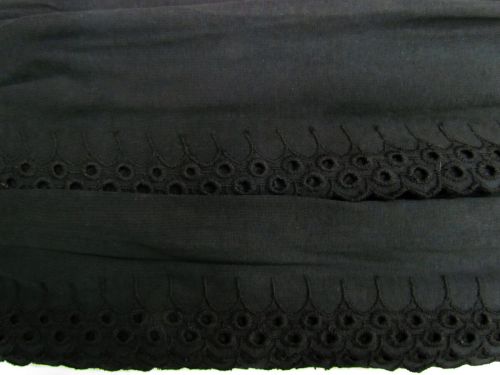 Great value Cotton Jersey Broderie Trim- Black #880 available to order online New Zealand