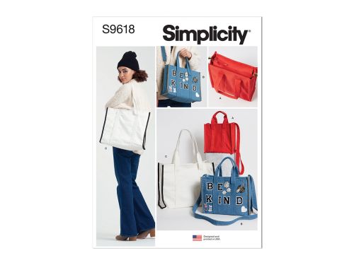 Great value Simplicity Pattern S9618 Tote Bag in Three Sizes- Size OS (One Size Only) available to order online New Zealand