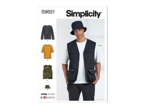 Great value Simplicity Pattern S9651 Men's Knit Top, Vest and Hat- Size AA (34-36-38-40-42) available to order online New Zealand