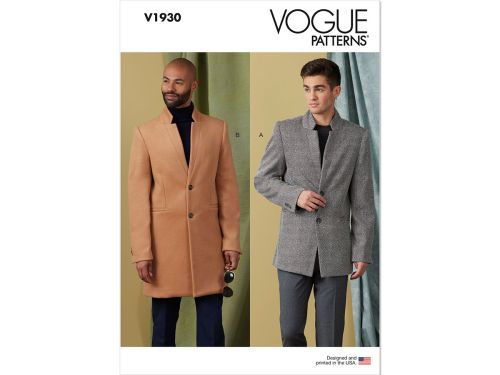 Great value Vogue Pattern V1930 Men's Coat- Size 34-36-38-40 available to order online New Zealand