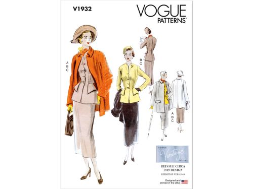 Great value Vogue Pattern V1932 Misses' Vintage Suit and Coat- Size 8-10-12-14-16 available to order online New Zealand