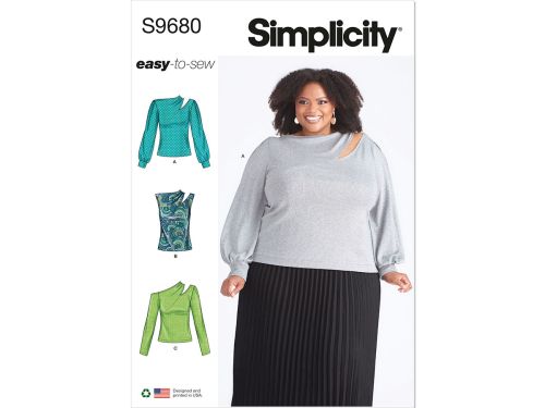 Great value Simplicity Pattern S9680 WOMEN'S KNIT TOP WITH SLEEVE VARIATIONS- Size W3 (30W-32W-34W-36W-38W) available to order online New Zealand