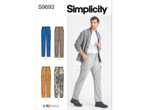 Great value Simplicity Pattern S9693 MEN'S CARGO PANTS- Size AA (34-36-38-40-42) available to order online New Zealand