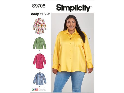 Great value Simplicity Pattern S9708 Women's Shirts- Size W3 (30W-32W-34W-36W-38W) available to order online New Zealand