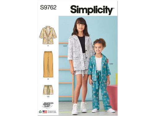 Great value Simplicity Pattern S9762 Children's and Girls' Jacket, Pants and Shorts for American Sewing Guild- Size K5 (7-8-10-12-14) available to order online New Zealand