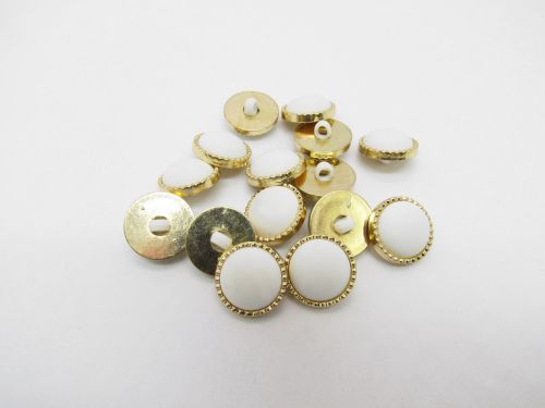 Great value 20mm Button- FB397 White On Gold available to order online New Zealand