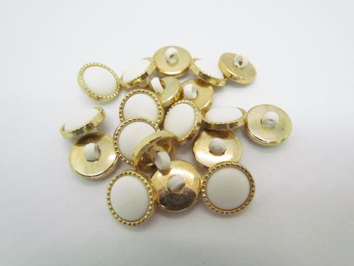 Great value 16mm Button- FB398 White On Gold available to order online New Zealand