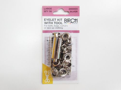 Great value Eyelet Kit with Tool- Large- Silver- Pack of 30 available to order online New Zealand