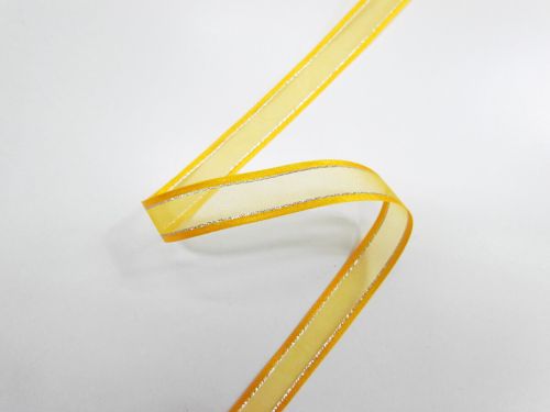 Great value 17mm Satin Edge Organza Ribbon- Yellow And Silver #T237 available to order online New Zealand