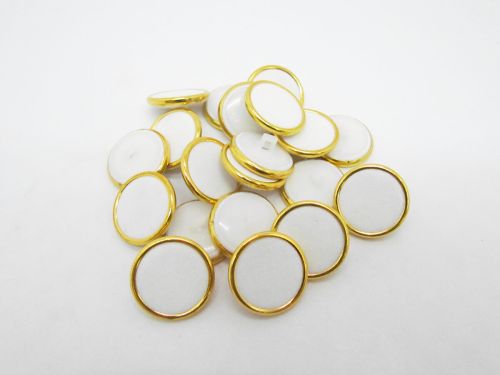 Great value 20mm Button- FB599 White And Gold available to order online New Zealand