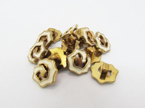 Great value 16mm Button- FB604 White On Gold available to order online New Zealand