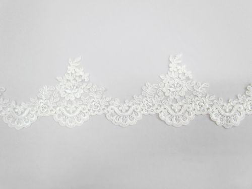 Great value 110mm Royal Flowers Lace Trim- Ivory #T254 available to order online New Zealand