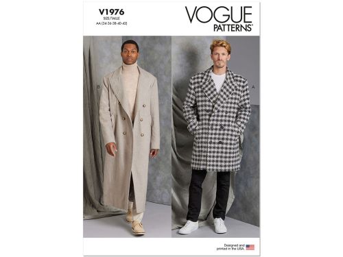 Great value Vogue Pattern V1976 Men's Coat In Two Lengths- Size AA (34-36-38-40-42) available to order online New Zealand