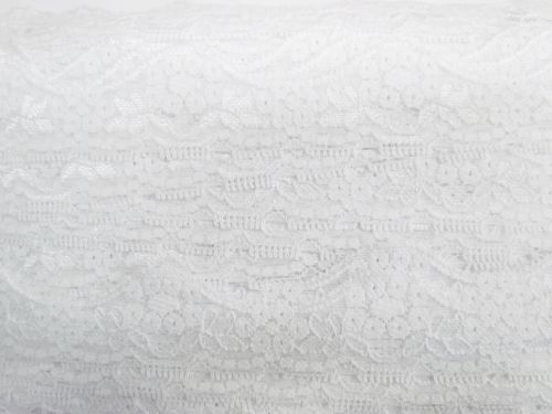 Great value 35mm Wave Edge Stretch Floral Lace- White #T289 available to order online New Zealand