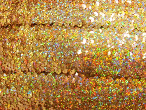 Great value Stretch Sequin Trim- 5 Row- Holographic Gold #T303 available to order online New Zealand