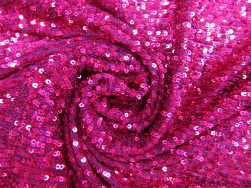 Great value Embroidered Sequin Stripe On Stretch Mesh- Magenta #10744 available to order online New Zealand