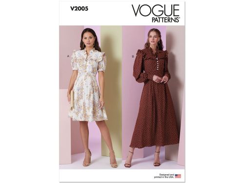 Great value Vogue Pattern V2005 MISSES' DRESS IN TWO LENGTHS WITH SLEEVE VARIATIONS- Size H5(6-8-10-12-14) available to order online New Zealand