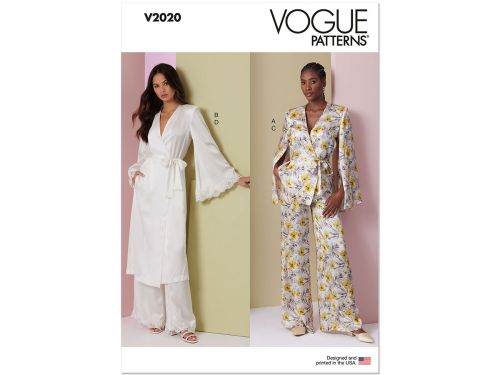 Great value Vogue Pattern V2020 MISSES' LOUNGE TOP, ROBE AND PANTS- Size B5(8-10-12-14-16) available to order online New Zealand