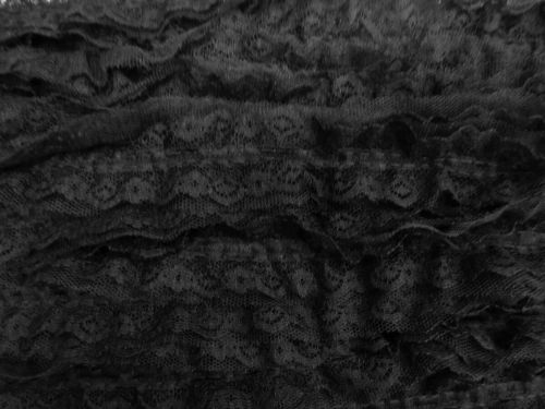 Great value 35mm Victoria Ruffle Tulle And Lace Trim- Black #T474 available to order online New Zealand