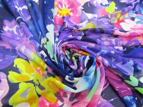 Great value 30m Roll of Violet Tropical Floral Chiffon available to order online New Zealand
