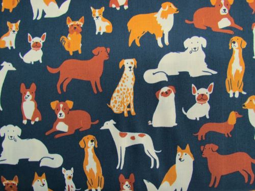 Great value Ruby Star Society Cotton- Dog Park- Dog Medley- Teal Navy available to order online New Zealand