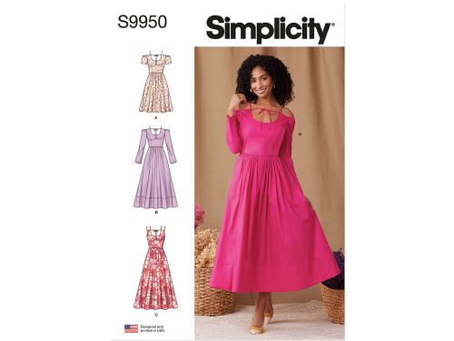 Great value Simplicity Pattern S9950 MISSES' DRESS WITH SLEEVE AND LENGTH VARIATIONS- Size Y5 (18-20-22-24-26) available to order online New Zealand