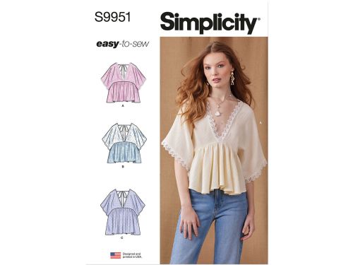 Great value Simplicity Pattern S9951 MISSES' TOP IN TWO LENGTHS- Size K5 (8-10-12-14-16) available to order online New Zealand