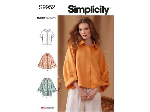 Great value Simplicity Pattern S9952 MISSES' SHIRTS- Size A (S-M-L-XL-XXL) available to order online New Zealand