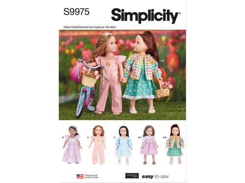 Great value Simplicity Pattern S9975 18" DOLL CLOTHES- Size OS (ONE SIZE) available to order online New Zealand