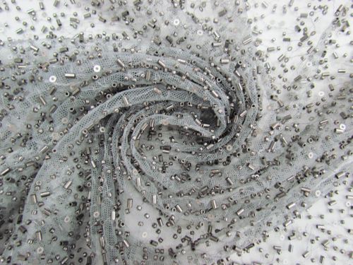 Great value Sprinkle Of Silver Beaded Tulle #11863 available to order online New Zealand