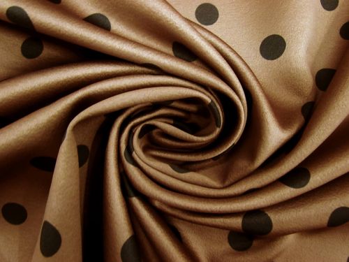 Great value Polly Polka Dot Lustrous Bonded Suiting- Chocolate #11898 available to order online New Zealand