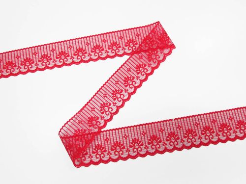 Great value 48mm Sabrina Lace Trim- Lobster Red #T585 available to order online New Zealand